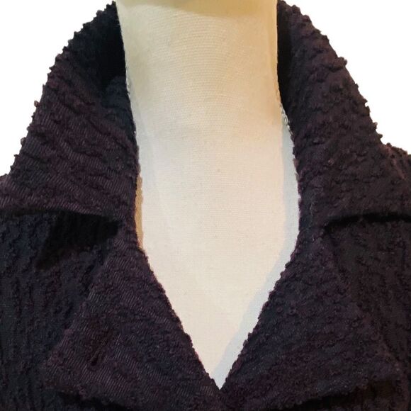 Ann Freedberg lined purple nubby texture jacket pea coat notched collar size 6 - Picture 7 of 12